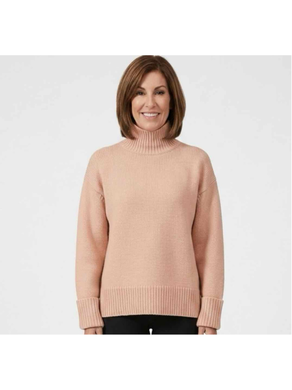 Victoria Victoria Beckham Blush Pink Relaxed Funnel Neck Lambswool Sweater Large